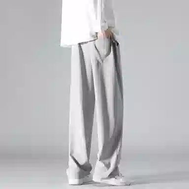 顶峰保罗 潮牌美式高街宽松运动直筒拖地长裤无性别主义痞帅简约纯色时尚百搭垂感休闲裤 男女同款