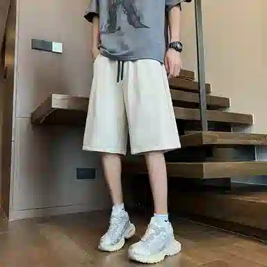 顶峰保罗 复古港风高街痞帅凉感舒适直筒五分裤无性别主义潮牌宽松小众百搭高级感休闲短裤 男女同款