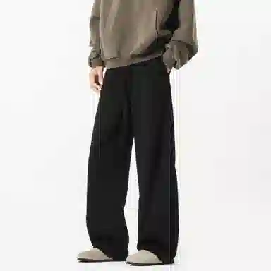顶峰保罗 美式复古纯色宽松阔腿卫裤无性别主义直筒垂感拖地裤高级感百搭运动休闲裤 男女同款