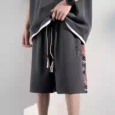 顶峰保罗 新中式国潮冰丝健身篮球圆领短袖短裤一整套无性别主义弹力松紧腰显高宽松加肥加大舒适百搭休闲运动套装 男女同款