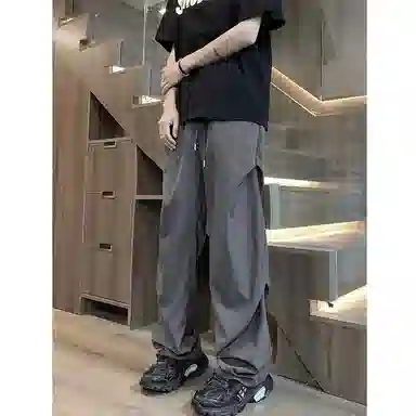 顶峰保罗 痞帅凉感舒适简约百搭伞兵直筒长裤户外登山跑步运动宽松小众设计感阔腿休闲裤 男女同款