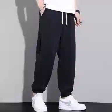 顶峰保罗 潮牌宽松大码无性别主义运动通勤束脚卫裤弹力抽绳显高百搭简约时尚加绒加厚休闲裤 男女同款