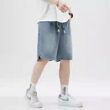 顶峰保罗 星空纹水洗撞色直筒五分裤美式复古薄款潮牌宽松舒适小众百搭休闲阔腿牛仔短裤 男女同款