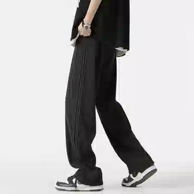 顶峰保罗 冰丝条纹直筒宽松阔腿垂感长裤无性别主义潮牌夏天薄款运动速干痞帅舒适百搭纯色休闲裤 男女同款