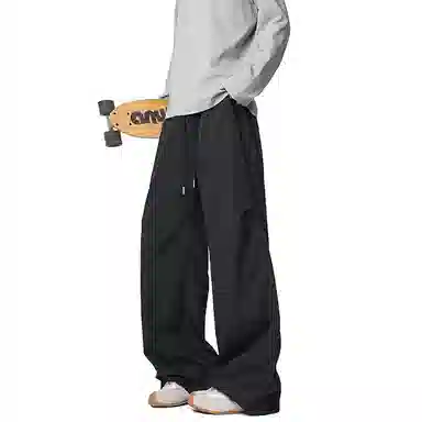顶峰保罗 纯色宽松直筒运动伞兵裤青少年春秋穿搭美式潮牌高级感情侣潮流百搭通勤阔腿休闲裤 男女同款