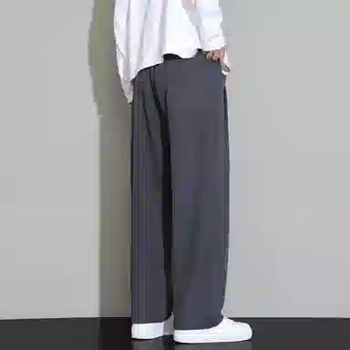 顶峰保罗 冰丝凉感速干宽松阔腿长裤无性别主义潮牌纯色大码薄款透气学生百搭运动直筒休闲裤 男女同款