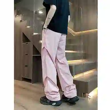 顶峰保罗 痞帅凉感舒适简约百搭伞兵直筒长裤户外登山跑步运动宽松小众设计感阔腿休闲裤 男女同款