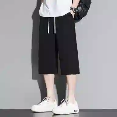 顶峰保罗 无性别主义纯色亲肤透气七分裤美式直筒凉感速干运动宽松时尚百搭抽绳休闲短裤 男女同款