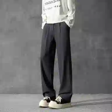 顶峰保罗 纯色垂感凉感宽松百搭直筒长裤薄款舒适小众简约高级感潮牌显瘦显高微喇休闲裤 男女同款