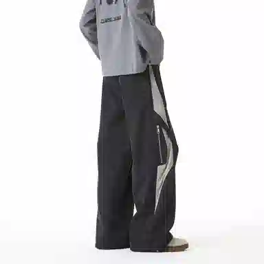 顶峰保罗 美式高街潮牌宽松直筒阔腿运动长裤青少年春秋穿搭通勤潮流百搭情侣款休闲裤 男女同款