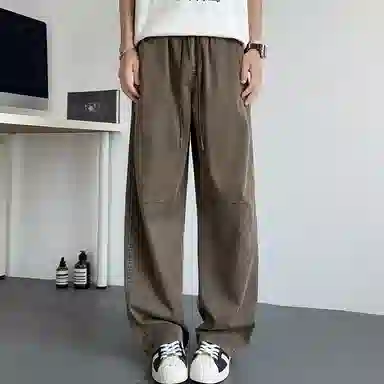 顶峰保罗 无性别主义轻薄凉感垂坠感阔腿长裤子直筒宽松时尚百搭系带亲肤透气高级感休闲裤 男女同款