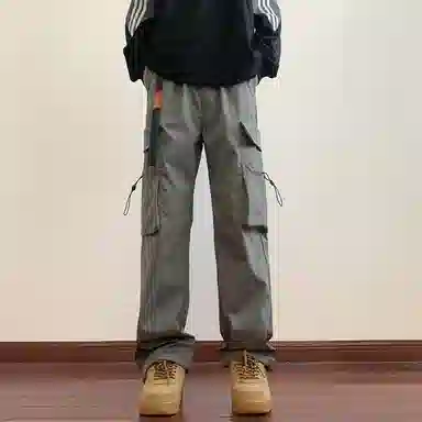 顶峰保罗 美式痞帅薄款简约工装直筒长裤大口袋设计感潮牌宽松小众百搭高街凉感舒适休闲裤 男女同款