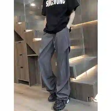 顶峰保罗 痞帅凉感舒适简约百搭伞兵直筒长裤户外登山跑步运动宽松小众设计感阔腿休闲裤 男女同款