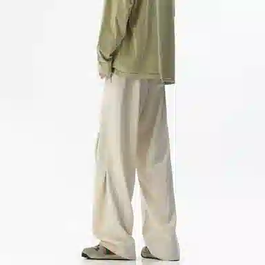 顶峰保罗 凉感透气美式压褶垂感外穿长裤子无性别主义潮流薄款舒适宽松百搭高级感直筒休闲裤 男女同款