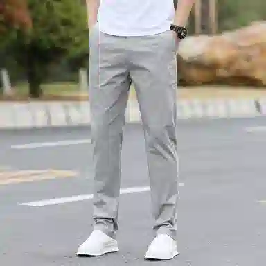 顶峰保罗 纯色薄款冰丝直筒商务长裤无性别主义高级感亲肤舒适百搭休闲裤 男女同款