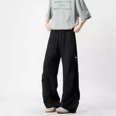 顶峰保罗 美式薄款宽松直筒阔腿伞兵裤无性别主义夏天速干青少年运动休闲裤 男女同款