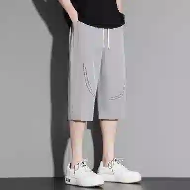 顶峰保罗 无性别主义纯色亲肤透气七分裤美式直筒凉感速干运动宽松时尚百搭抽绳休闲短裤 男女同款