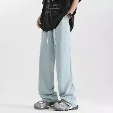 顶峰保罗 天丝莱赛尔纯色水洗直筒阔腿长裤美式潮牌高街凉感透气宽松休闲小众百搭牛仔裤 男女同款