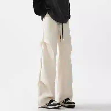 顶峰保罗 美式冰丝褶皱工装直筒无性别主义户外登山骑行运动健身阔腿伞兵解构设计长裤弹力抽绳显高百搭宽松大码高街潮牌休闲裤 男女同款