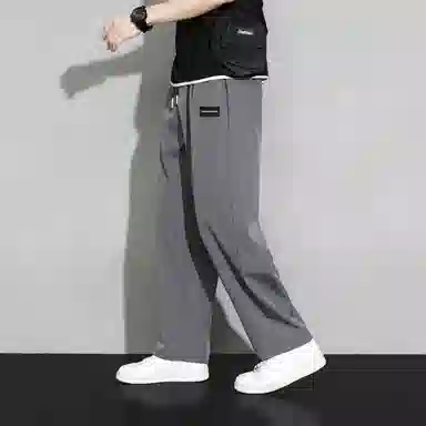 顶峰保罗 冰丝速干薄款字母直筒运动长裤情侣款宽松透气高级感显瘦显高垂感阔腿休闲裤 男女同款