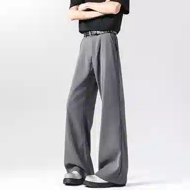 顶峰保罗 纯色垂感薄款舒适百搭直筒长裤凉感宽松小众简约高级感潮牌西装拖地阔腿 休闲裤 男女同款