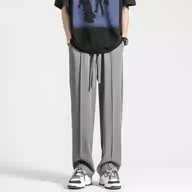 顶峰保罗 纯色质感薄款舒适直筒长裤复古潮牌宽松凉感小众简约百搭高级感显瘦运动阔腿 休闲裤 男女同款