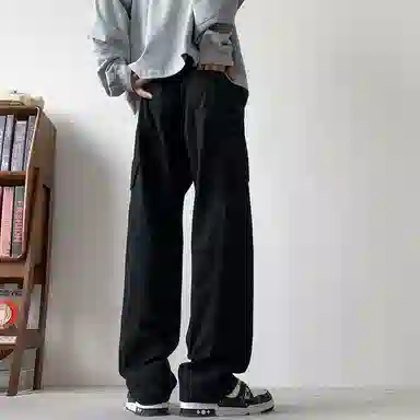 寻星记 美式复古高街纯色宽松直筒百搭抗皱垂顺透气户外运动长裤休闲裤 男女同款