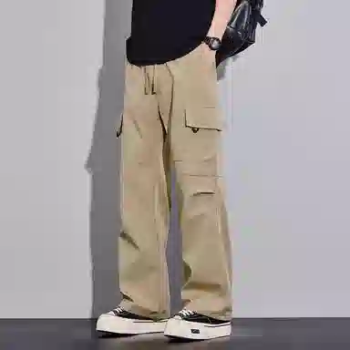 顶峰保罗 美式潮牌冰丝薄款无性别主义户外多口袋工装裤宽松直筒阔腿运动伞兵裤休闲裤 男女同款