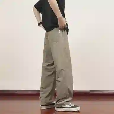 顶峰保罗 冰丝凉感透气运动潮牌长裤薄款速干宽松阔腿休闲裤 男女同款