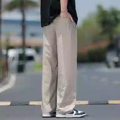 顶峰保罗 无性别主义凉感亲肤透气宽松直筒运动裤子美式潮流轻薄长裤时尚百搭高级感休闲裤 男女同款