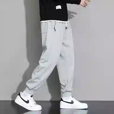 顶峰保罗 重磅宽松运动束脚裤无性别主义纯色加绒加厚大码通勤卫裤弹力抽绳显高显瘦简约百搭高街休闲裤 男女同款