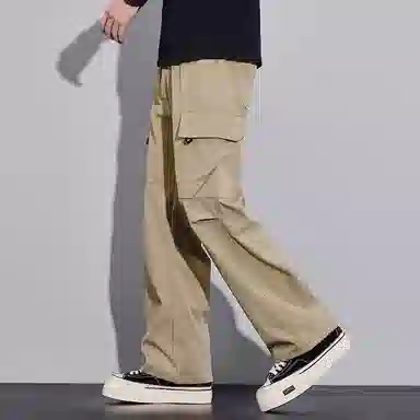 顶峰保罗 美式潮牌冰丝薄款无性别主义户外多口袋工装裤宽松直筒阔腿运动伞兵裤休闲裤 男女同款