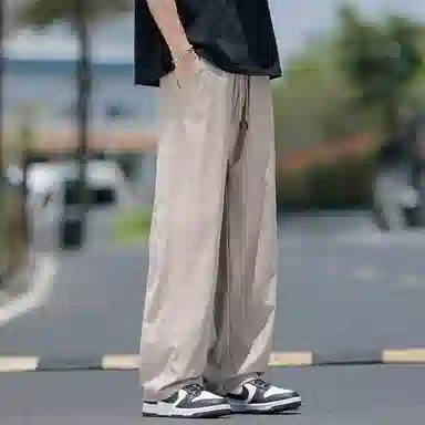 顶峰保罗 无性别主义凉感亲肤透气宽松直筒运动裤子美式潮流轻薄长裤时尚百搭高级感休闲裤 男女同款