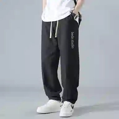 顶峰保罗 刺绣工装纯棉潮牌长裤运动潮流百搭宽松无性别主义运动裤直筒时尚阔腿设计感休闲裤 男女同款