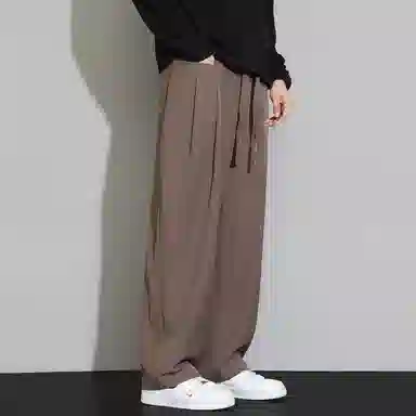 顶峰保罗 冰丝凉感速干宽松阔腿长裤无性别主义潮牌纯色大码薄款透气学生百搭运动直筒休闲裤 男女同款