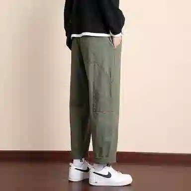 顶峰保罗 潮牌美式高街锥形九分直筒宽松工装裤无性别主义痞帅时尚简约百搭显高显瘦休闲裤 男女同款