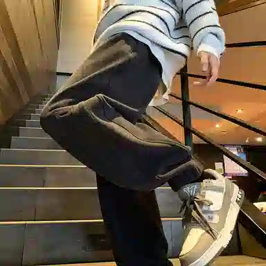 顶峰保罗 美式潮牌字母宽松运动加绒裤子无性别主义高级感秋季穿搭显高显瘦潮流百搭休闲裤 男女同款