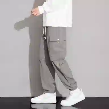 顶峰保罗 美式复古宽松直筒加绒加厚工装长裤无性别主义痞帅潮流百搭秋冬穿搭束脚休闲裤 男女同款