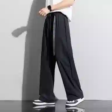 顶峰保罗 冰丝薄款直筒垂感阔腿速干凉感透气运动长裤无性别主义纯色腰带高级感亲肤舒适休闲裤 男女同款