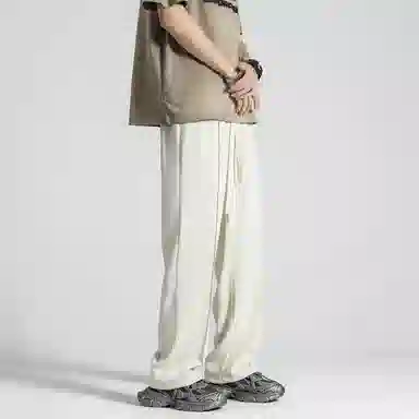 顶峰保罗 纯色质感薄款舒适直筒长裤复古潮牌宽松凉感小众简约百搭高级感显瘦运动阔腿 休闲裤 男女同款