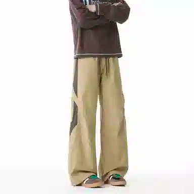 顶峰保罗 美式高街潮牌宽松直筒阔腿运动长裤青少年春秋穿搭通勤潮流百搭情侣款休闲裤 男女同款