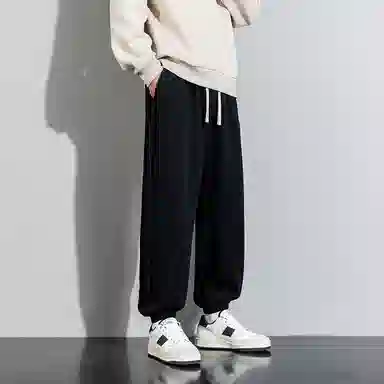 顶峰保罗 美式复古宽松舒适百搭直筒束脚九分裤无性别主义潮牌字母高街设计感运动休闲裤 男女同款