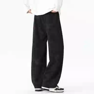 顶峰保罗 美式高街宽松大码长裤垂感复古做旧潮牌简约百搭显高显瘦痞帅直筒运动拖地休闲裤 男女同款