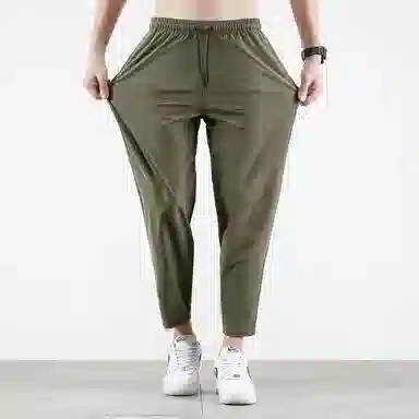 顶峰保罗 无性别主义九分裤薄款凉感亲肤透气宽松运动潮流商务直筒速干时尚百搭系带休闲裤 男女同款