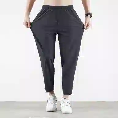 顶峰保罗 无性别主义九分裤薄款凉感亲肤透气宽松运动潮流商务直筒速干时尚百搭系带休闲裤 男女同款