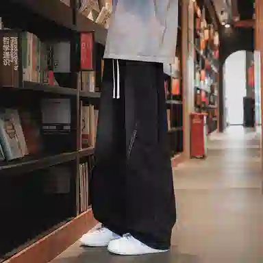 顶峰保罗 美式复古水洗撞色高街直筒长裤凉感舒适宽松小众百搭休闲痞帅设计感阔腿牛仔裤 男女同款
