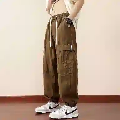 顶峰保罗 纯色运动简约宽松大码舒适通勤日常工装束脚无性别主义透气时尚松紧腰弹力显高显瘦百搭休闲裤 男女同款