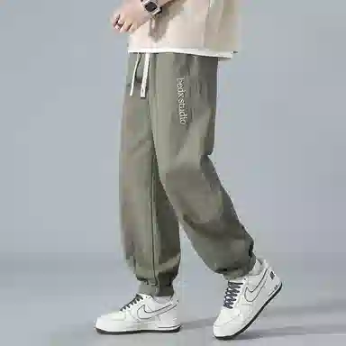 顶峰保罗 刺绣工装纯棉潮牌长裤运动潮流百搭宽松无性别主义运动裤直筒时尚阔腿设计感休闲裤 男女同款