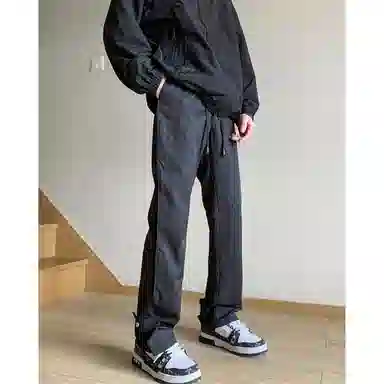 顶峰保罗 美式纯色高街机能排扣工装长裤无性别主义春秋穿搭痞帅潮流百搭高级设计感运动休闲裤 男女同款