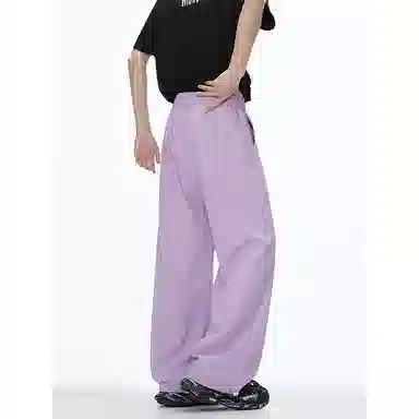 顶峰保罗 美式凉感复古痞帅直筒长裤情侣潮牌薄款宽松简约舒适小众百搭显瘦显高运动休闲裤 男女同款